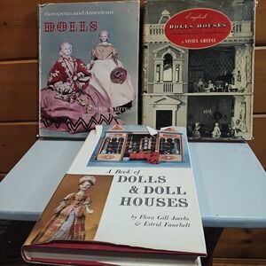 Lot of 3 Vintage 60s Antique Doll & Doll House Books European & American